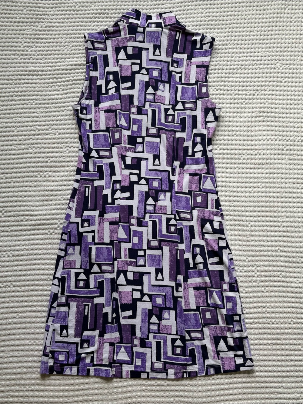 IBKUL Jennifer Print Sleeveless Golf Tennis Dress Purple Geometric UPF 50+ S - Picture 6 of 6